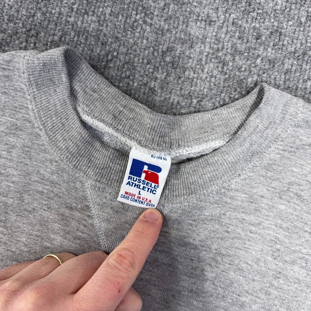 Vintage Russell Athletic Sweatshirt Men Large Made in USA 90s Gray Crewneck READ - Picture 3 of 12